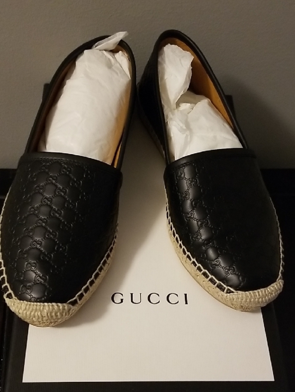 Gucci Black Quilted Leather Espadrille Flats - Picture 12 of 13